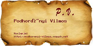 Podhorányi Vilmos névjegykártya